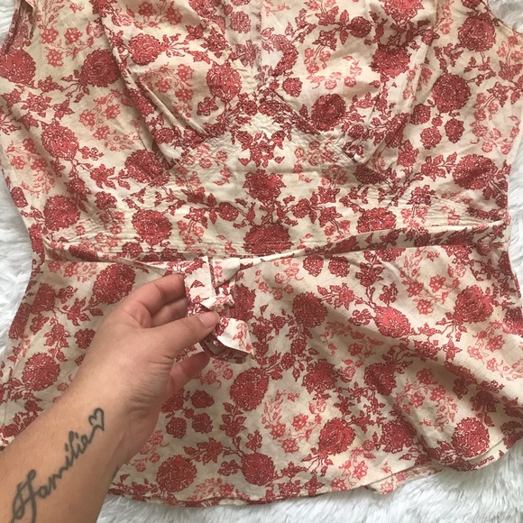 J.Crew Small Floral Peplum Cap Sleeve Cotton Top - Picture 3 of 5